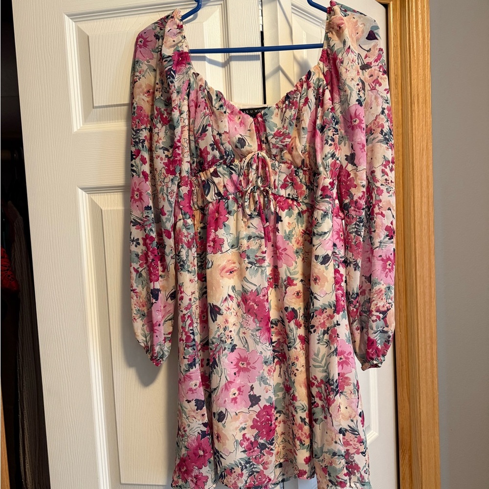 Floral Pink and Cream Dress